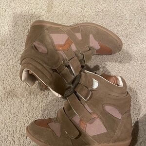 Isabel Marant Brown and Pink High-Top Sneakers